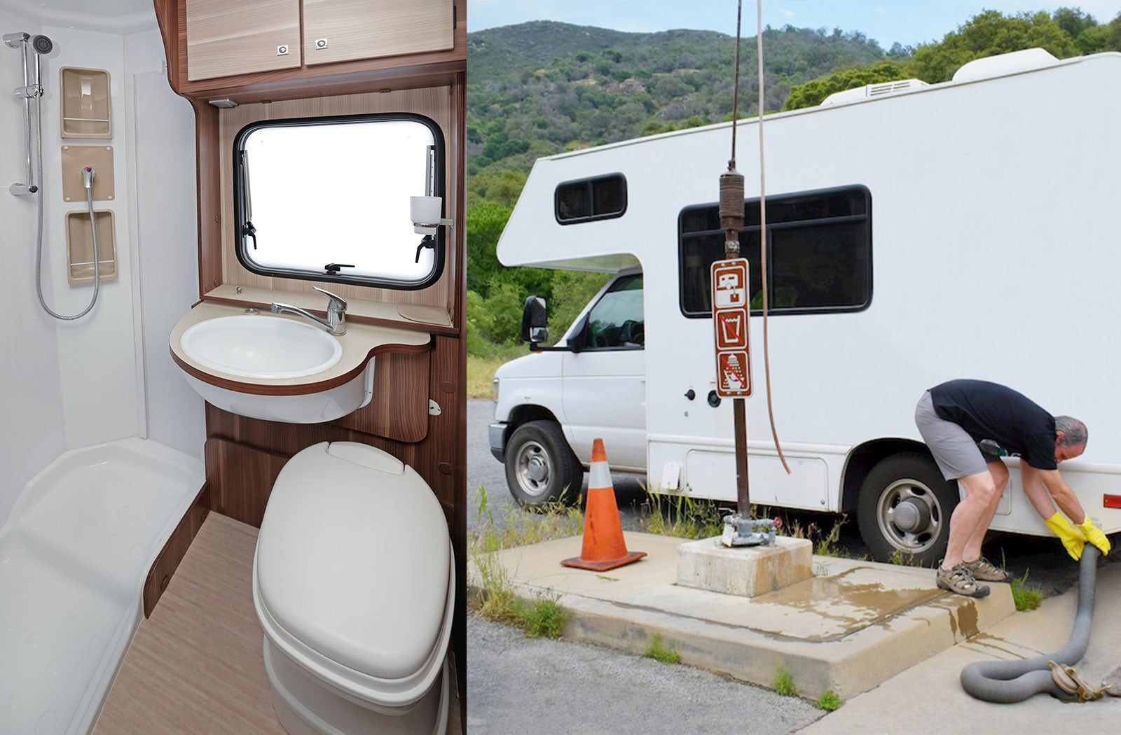 Portable RV/camper toilet and holding tank setup in Greenwood, South Carolina