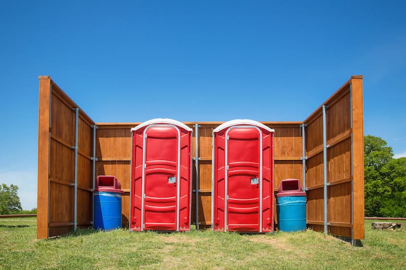 Short-term porta potty units staged for delivery in Greenwood, South Carolina
